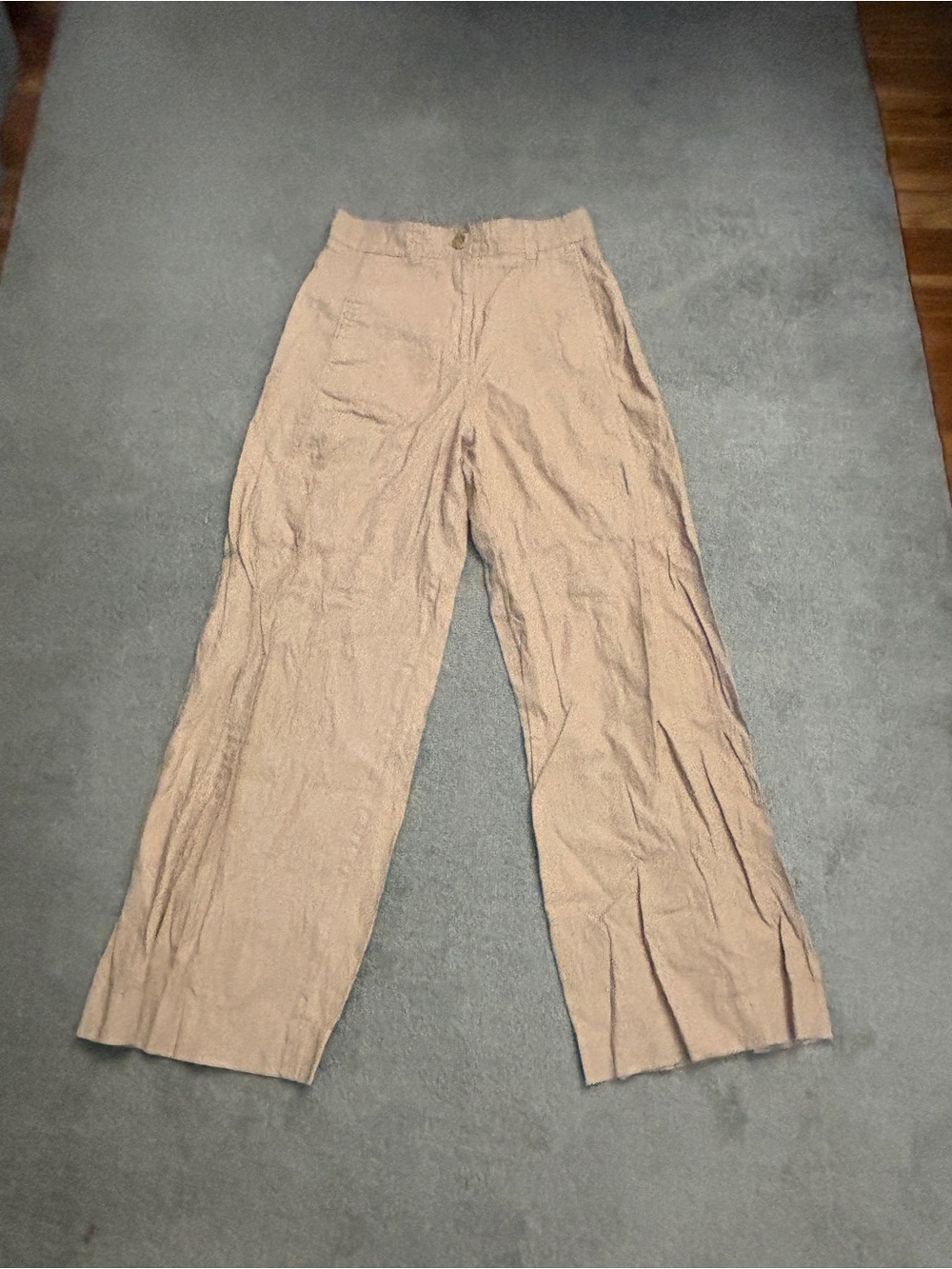 COS 100% Linen Wide Leg Pants Beige Tan Women’s